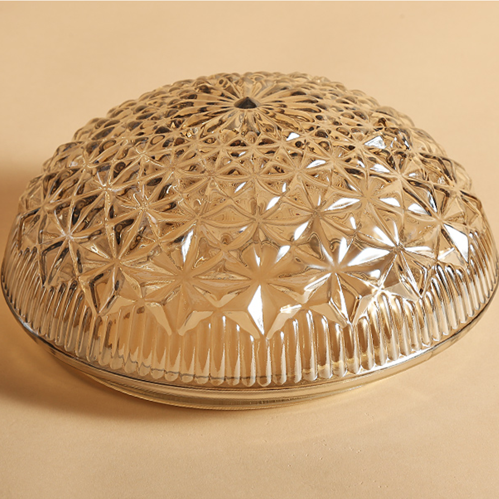 Clear Ribbed Glass Ceiling Light Fixture for Bedroom - Cueteks