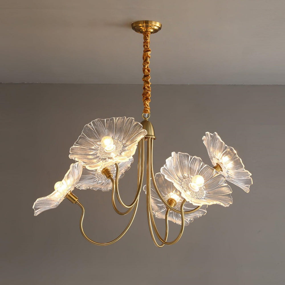 Modern Lotus Leaf Glass Living Room Chandelier - Cueteks