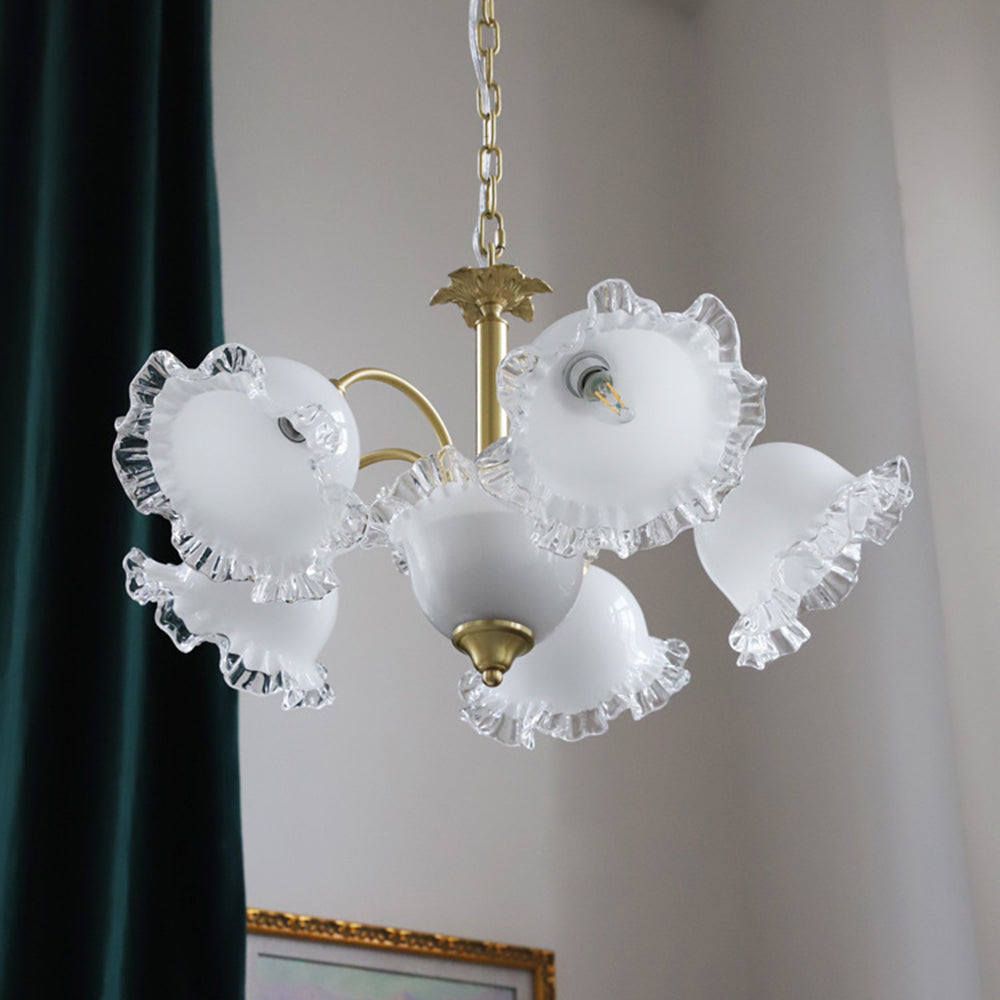 Large Flower Shape Copper Ceiling Chandelier - Cueteks
