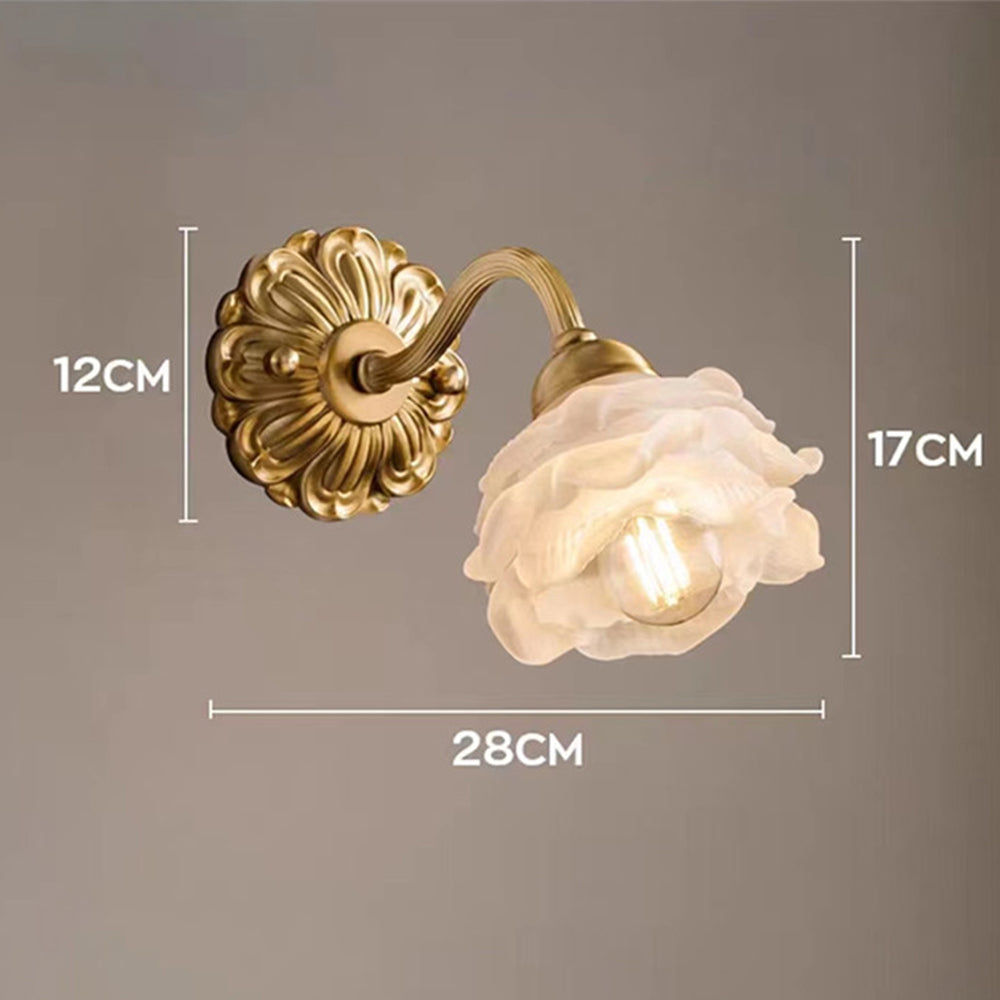 Retro Flower Petal Glass Wall Lamp Copper Wall Light - Cueteks