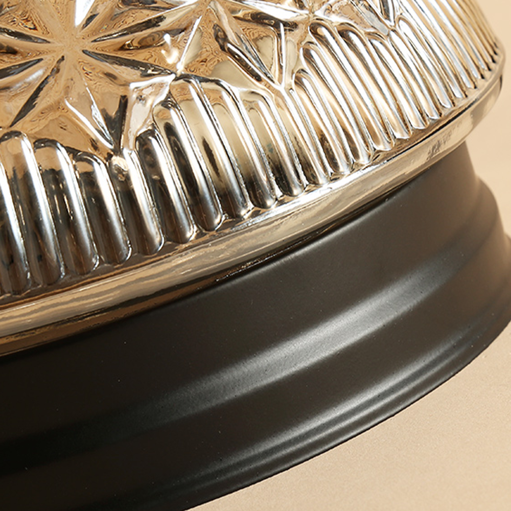 Clear Ribbed Glass Ceiling Light Fixture for Bedroom - Cueteks
