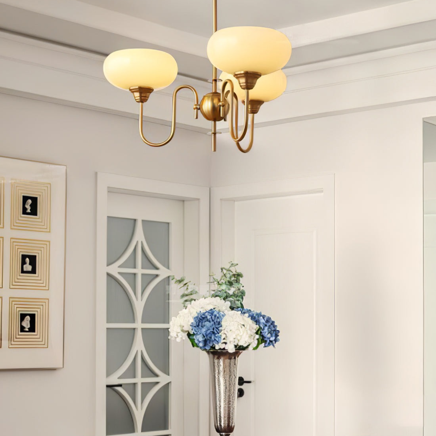Vintage Creamy Persimmon Glass Chandelier - Cueteks