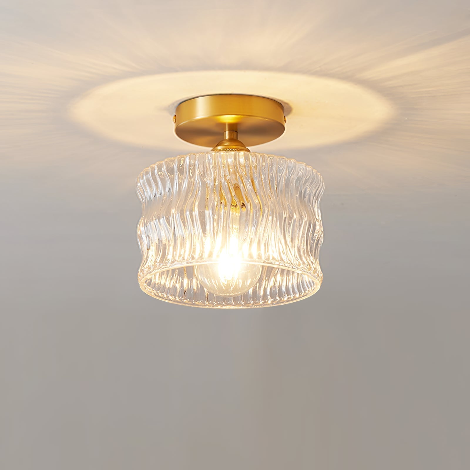 Vintage Crystal Clear Glass Ceiling Light Hallway - Cueteks