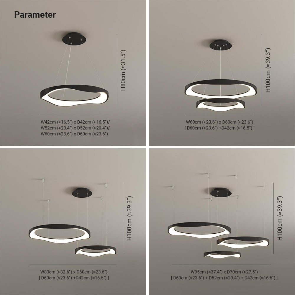 Arisha Pendelleuchte Farbtemperatur umschaltbar, 1/2/3 Ring - Cueteks