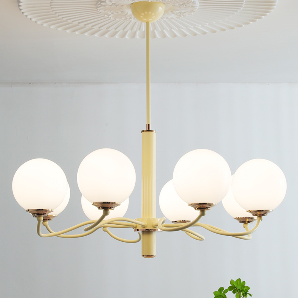 Vinatge White Bubble Globe Chandelier - Cueteks