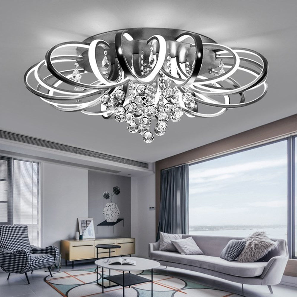 Modern Black Acrylic LED Flush Mount Ceiling Light - Cueteks
