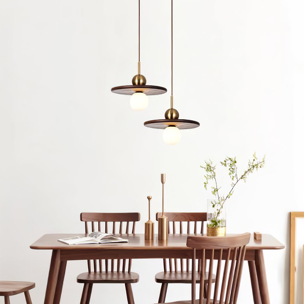Flying Saucer Walnut Pendant Light - Cueteks