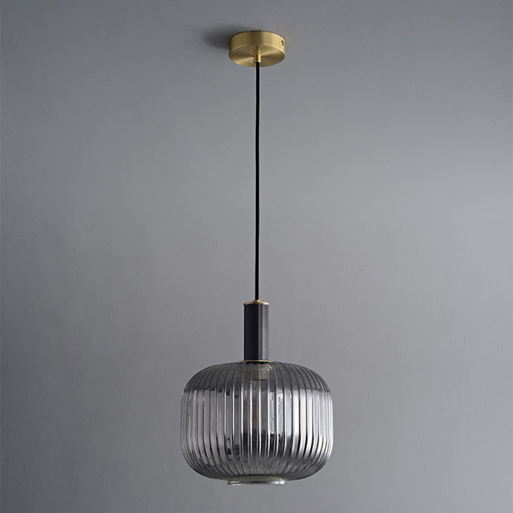 Modern Oval Ribbed Glass Pendant Light - Cueteks