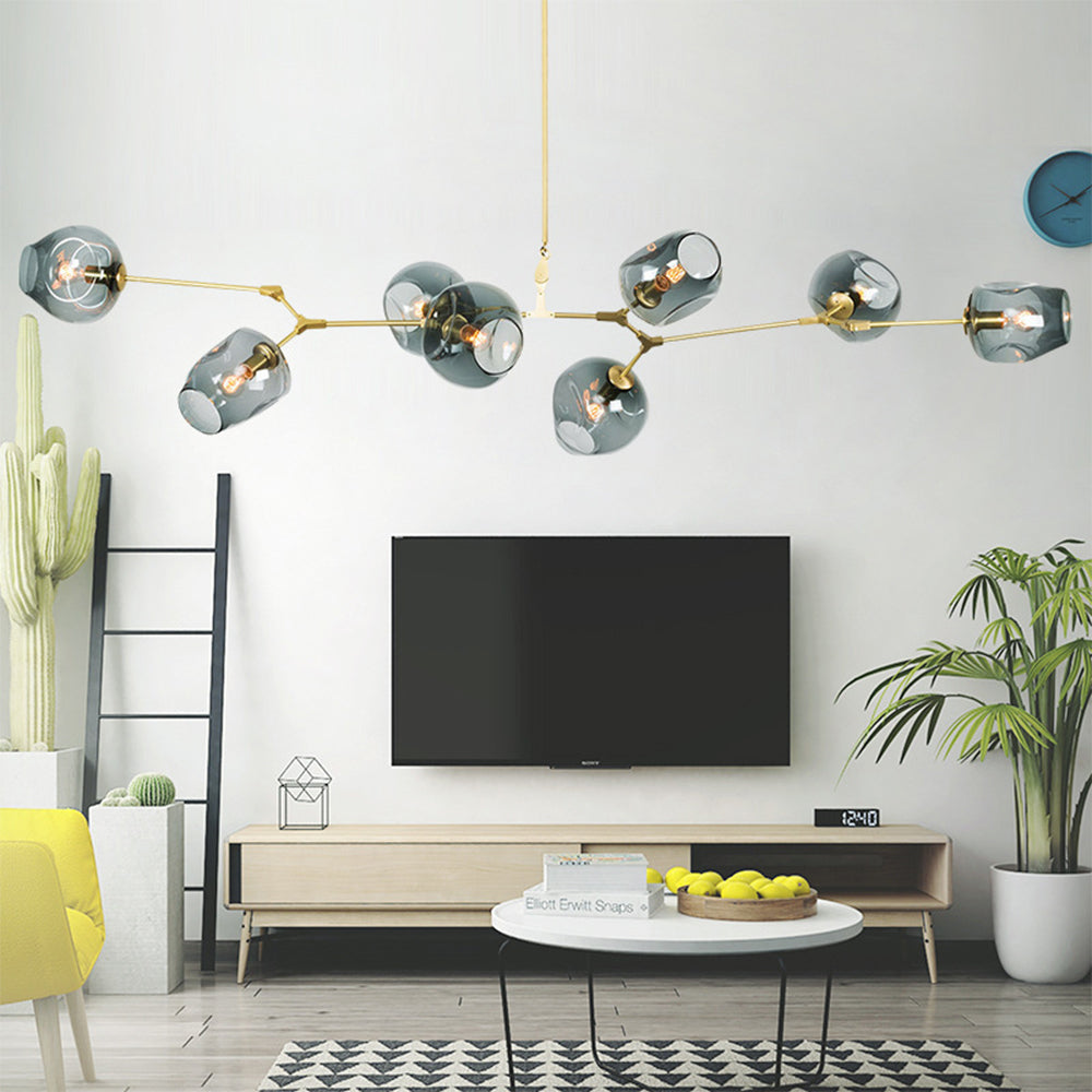 Branching Bubble Glass Ball Chandelier for Living Room - Cueteks