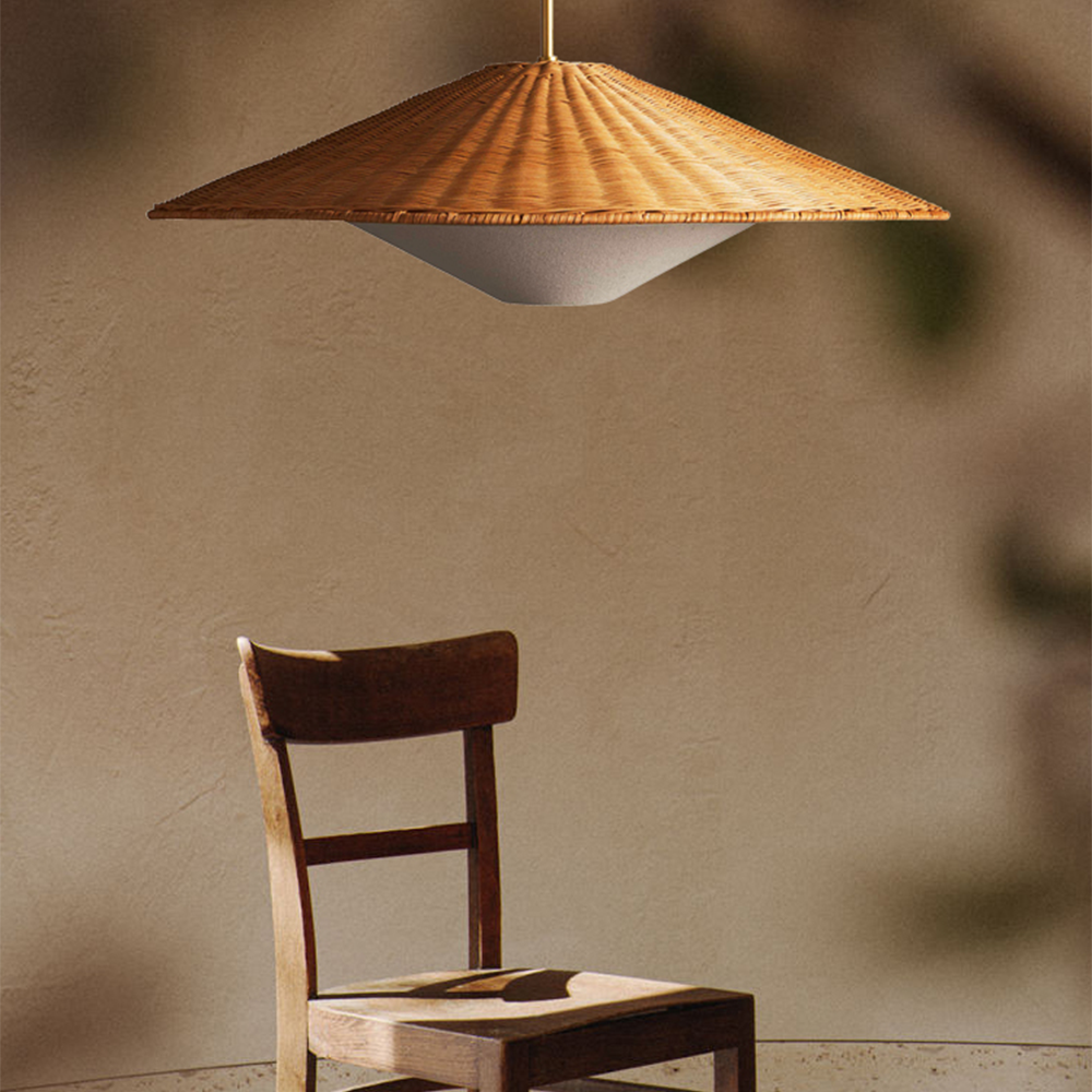 Retro Rattan Handwoven Zen Pendant Light - Cueteks