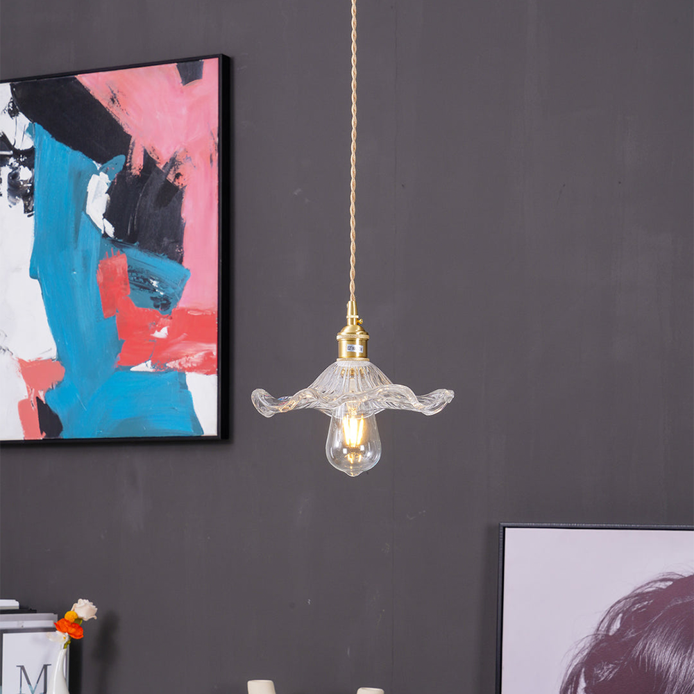 Stylish Hibiscus Flower Glass Pendant Light - Cueteks