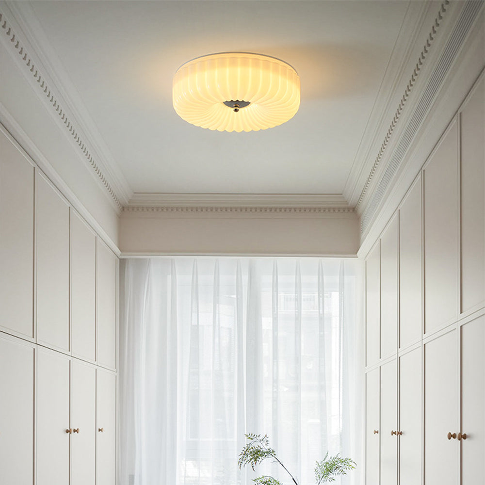 Vinatge Bauhaus Cream Glass Ceiling Light - Cueteks