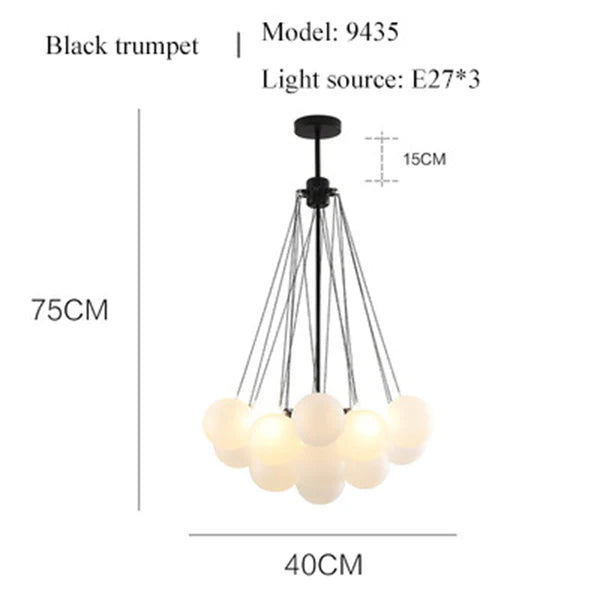Bubble Chandelier Nordic Frosted Glass Ball Chandelier for Dining Room - Cueteks