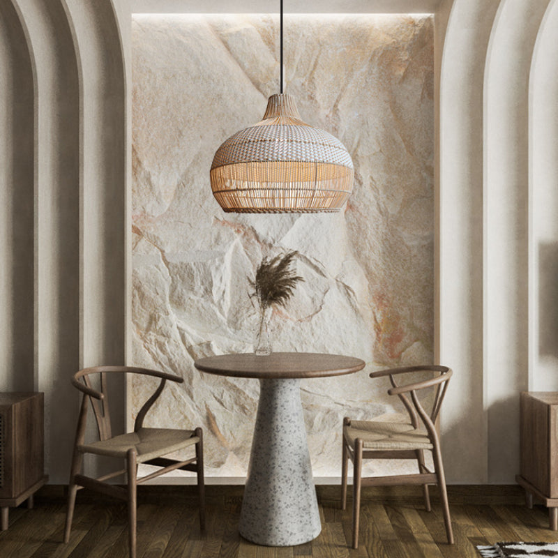 Rattan Kitchen Island Pendant Lighting Wicker Lamp Shade - Cueteks