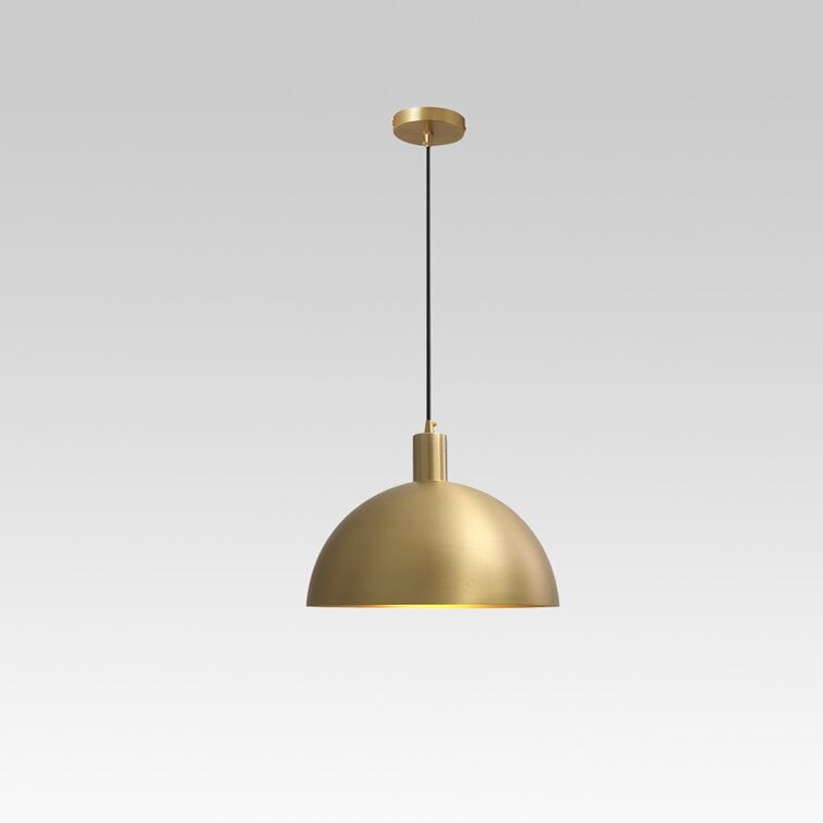 Mid-Century Modern Brass Dome Hanging Pendant Light - Cueteks
