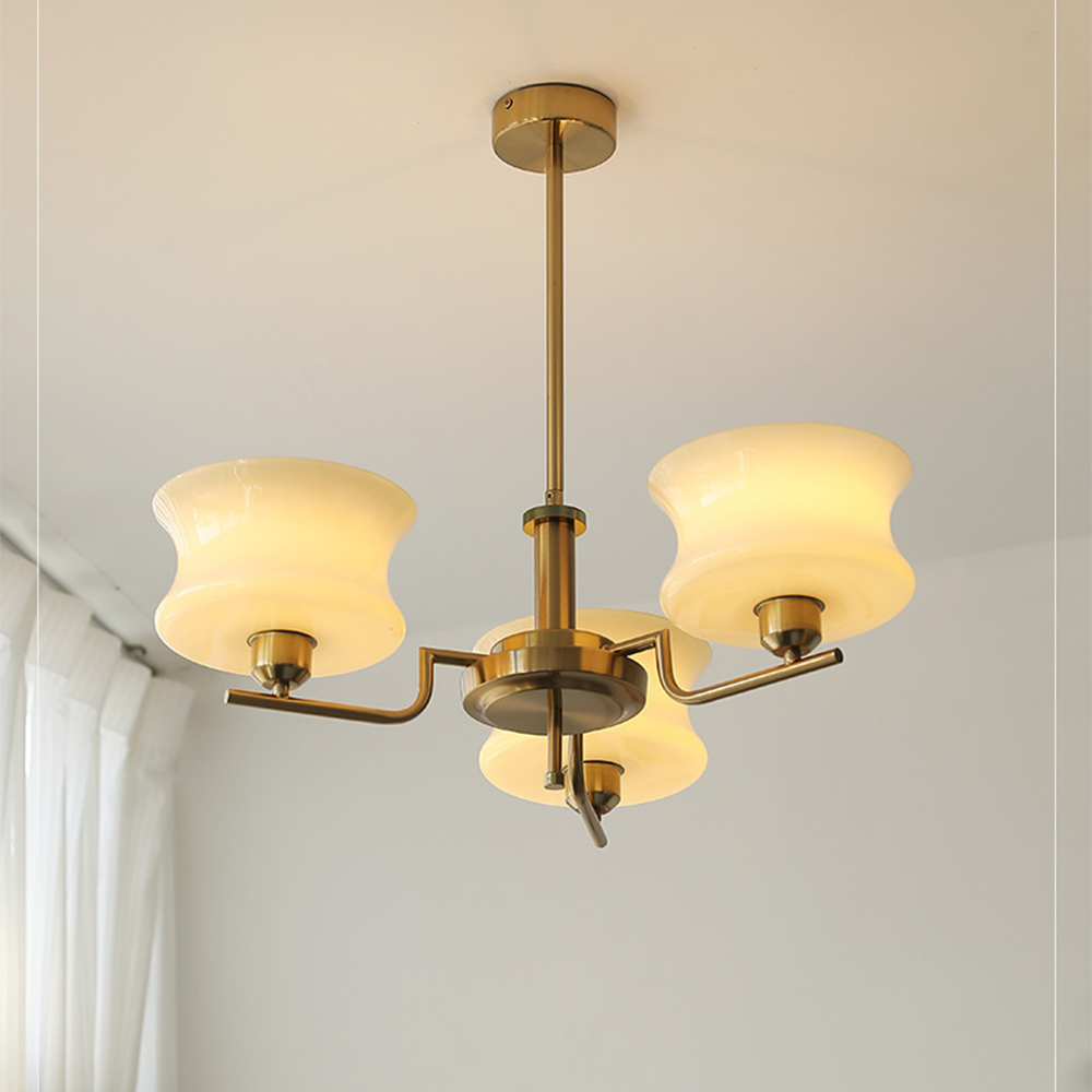 Nordic Belue Brass Glass Chandelier For Dining Room - Cueteks