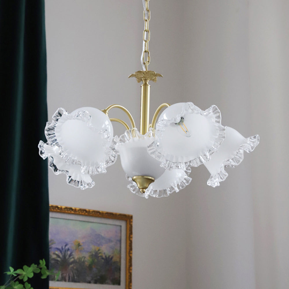 Large Flower Shape Copper Ceiling Chandelier - Cueteks