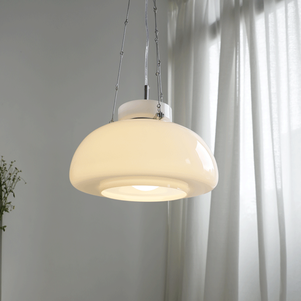 Vintage Milk Dome Glass Pendant Light - Cueteks