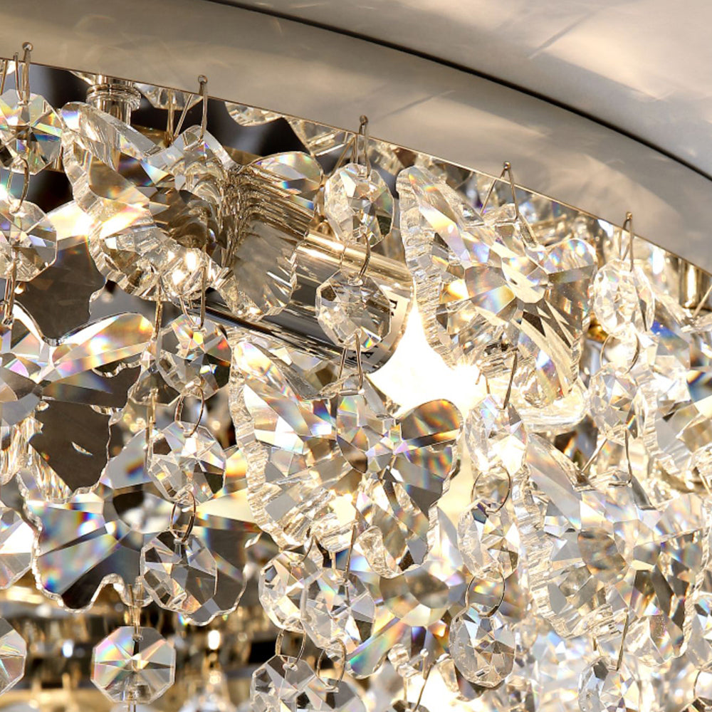 Luxury Crystal Chrome Flush Ceiling Light - Cueteks