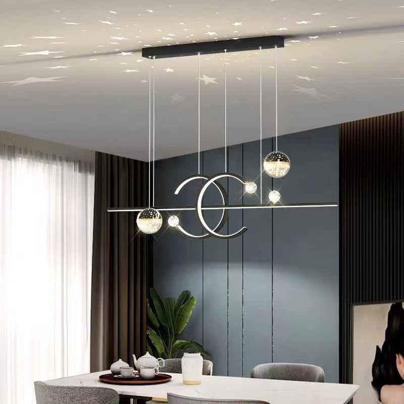 Madina Moderne Lineare LED Kronleuchter Sternenhimmel Pendelleuchte für Esszimmer - Cueteks