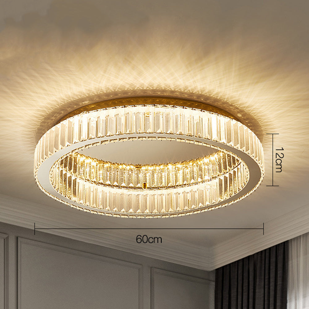 Modern Circle Gold Crystal Ceiling Light - Cueteks