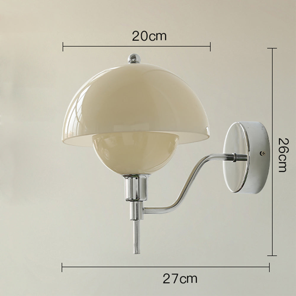 Chrome and Beige mushroom fixture with overall dimension markers