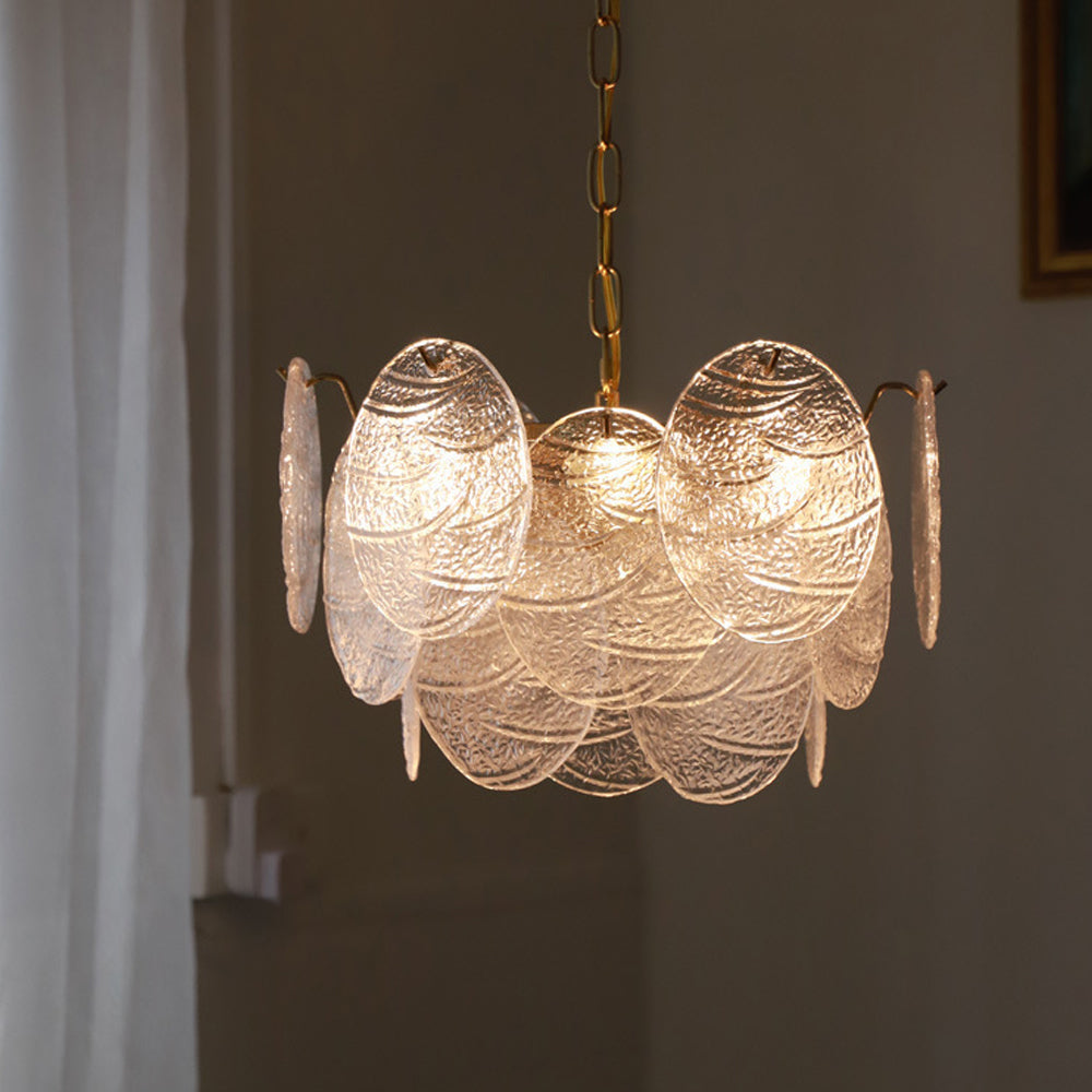 Glass Disc Pendant Light Large Ice Glass Chandelier - Cueteks