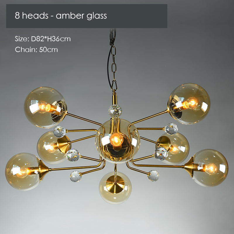 Gold Glass Modern LED chandelier - Cueteks