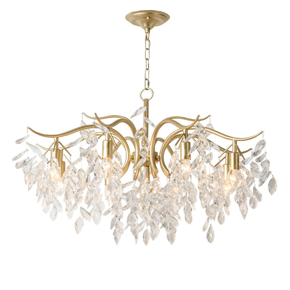 Modern Large Crystal Gold Tiered Dining Room Chandelier - Cueteks