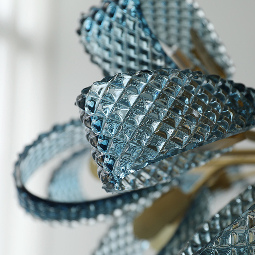 Luxury Style Gorgeous Blue Chandelier Modern Copper Glass Chandelier - Cueteks