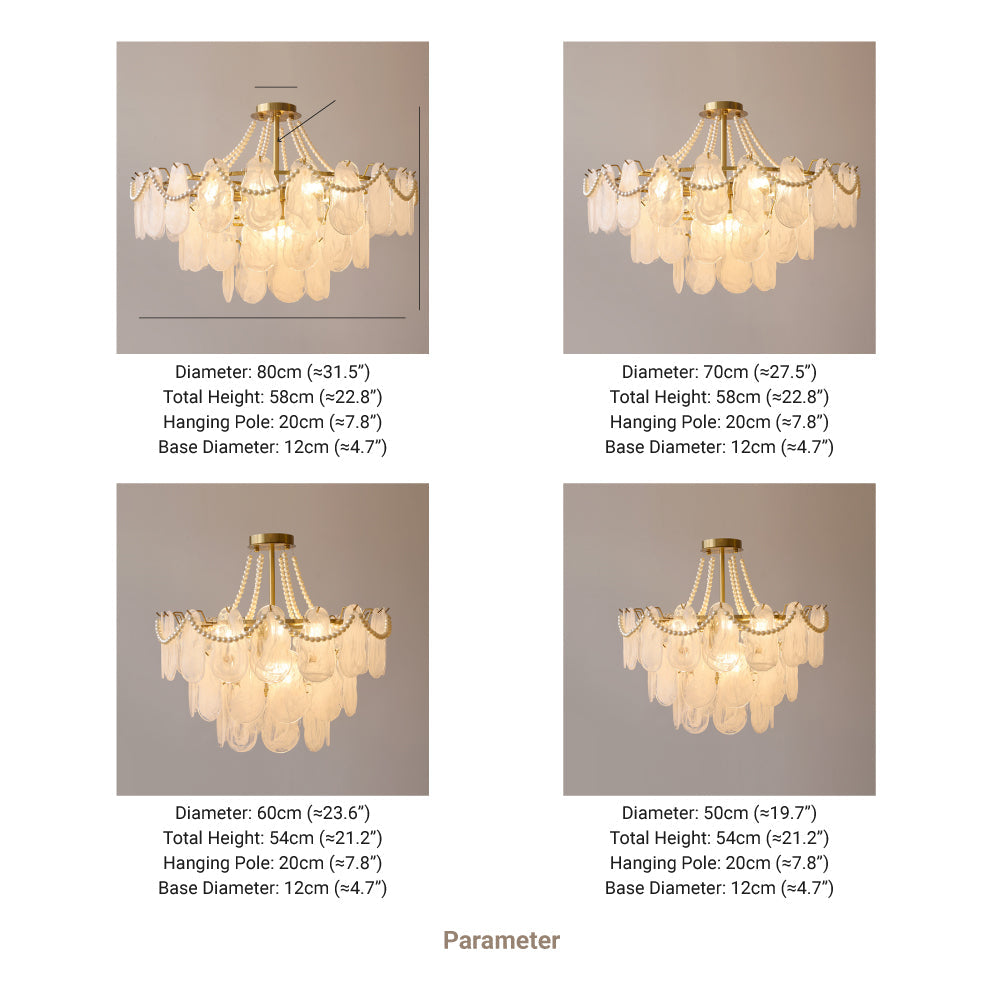 Kirsten Kronleuchter Farbe Temperatur Schaltbar Perle & Glas, ∅50/60/70/80cm - Cueteks