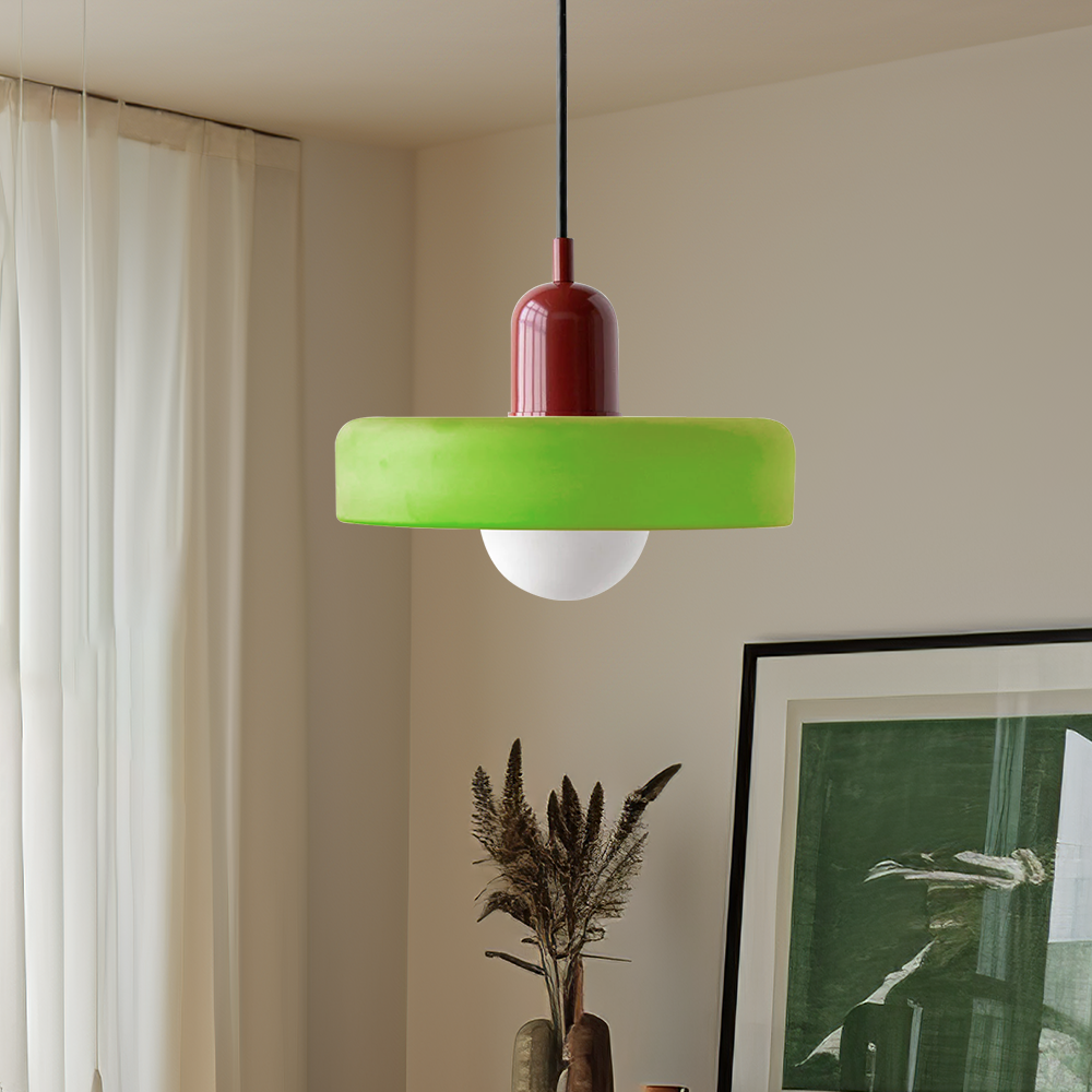 Morandi Disc Orb Bauhaus Colorful Glass Pendant Light - Cueteks