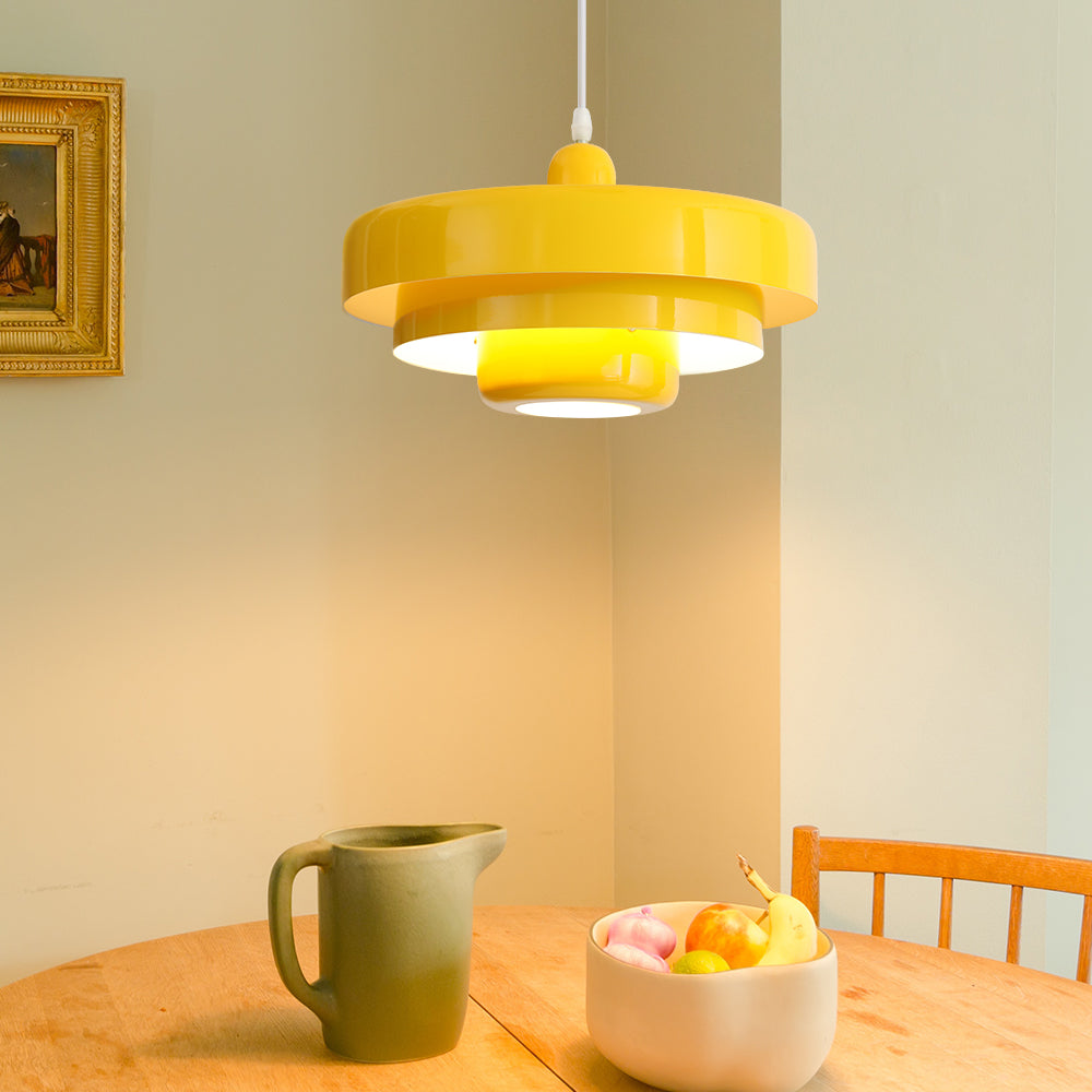 Mid-century Single Head Medieval Iron Round Pendant Light - Cueteks