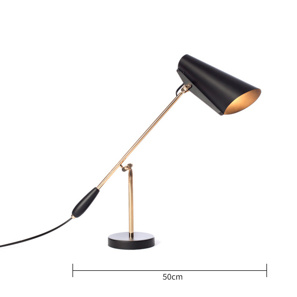 Black and gold-toned long-arm lamp dimension image labelled 50 cm across the horizontal span