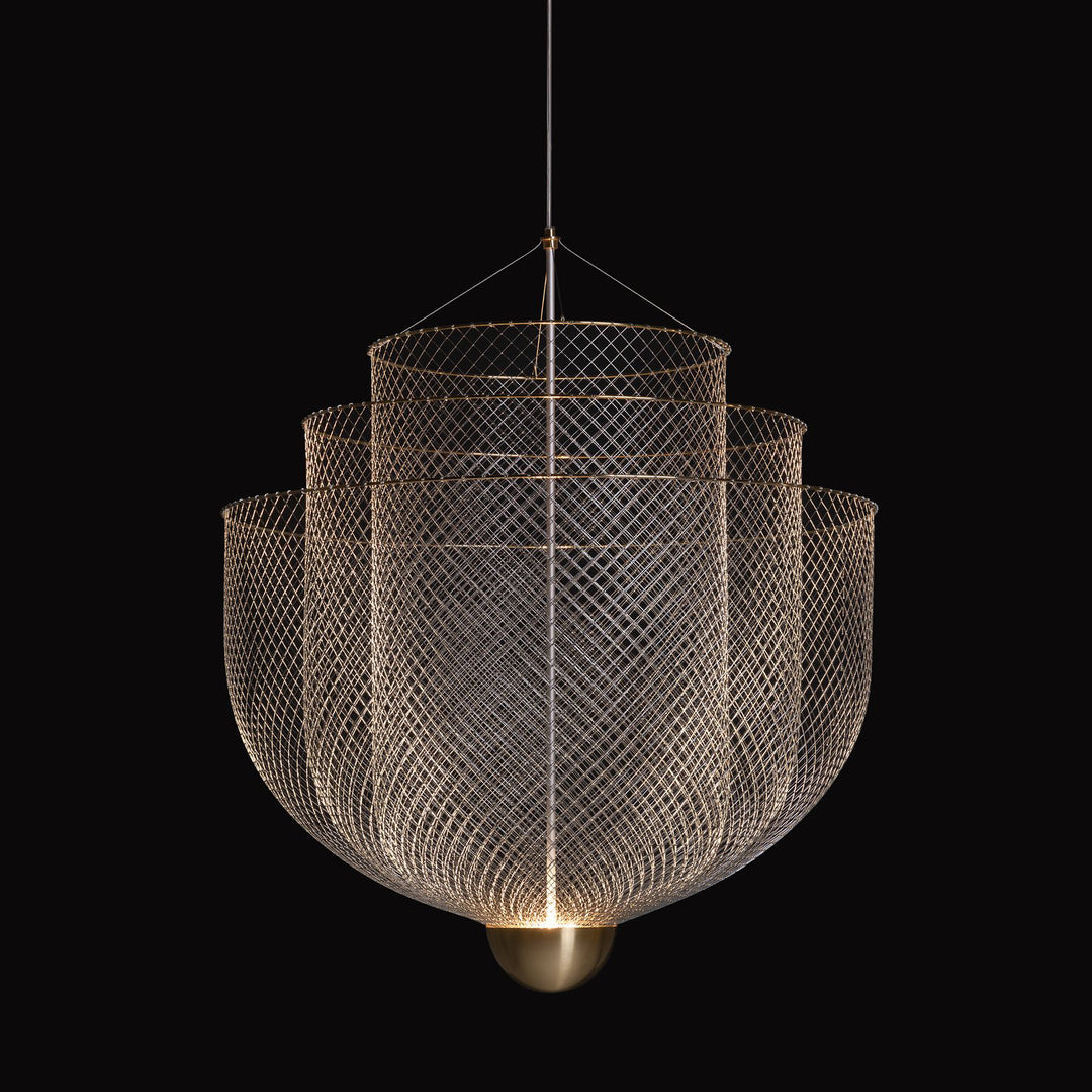Opulent Metal Grid Pendant Light - Cueteks
