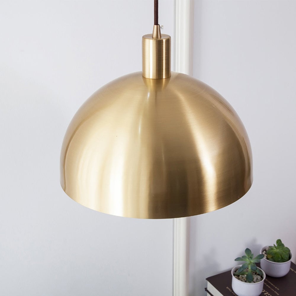 Mid-Century Modern Brass Dome Hanging Pendant Light - Cueteks