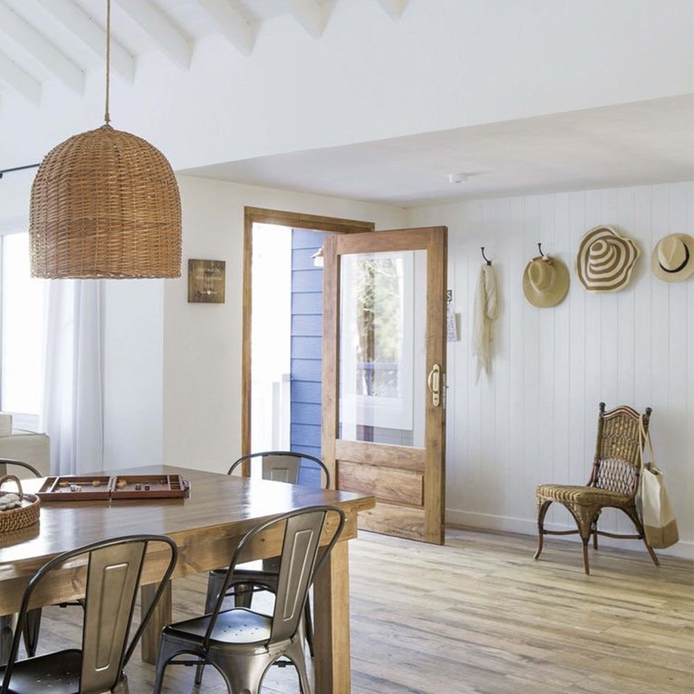 Round Short Bamboo Basket Kitchen Island Pendant Light - Cueteks