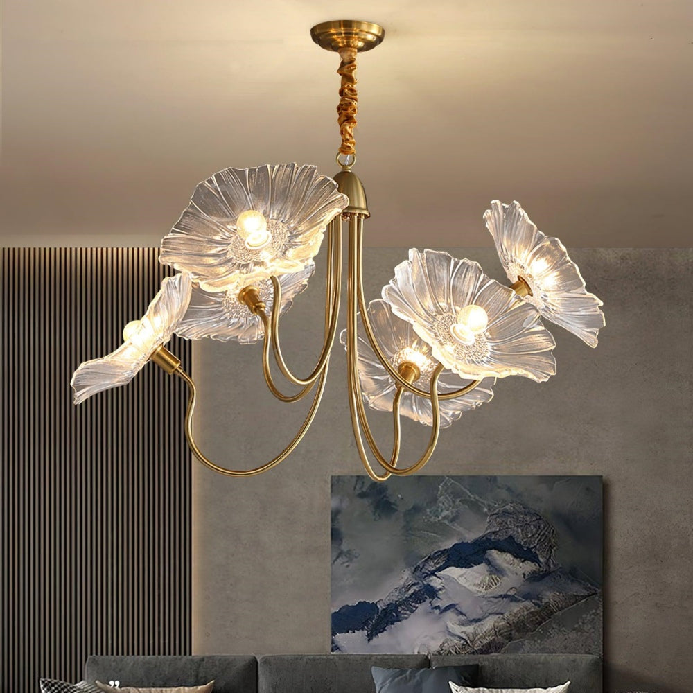Modern Lotus Leaf Glass Living Room Chandelier - Cueteks