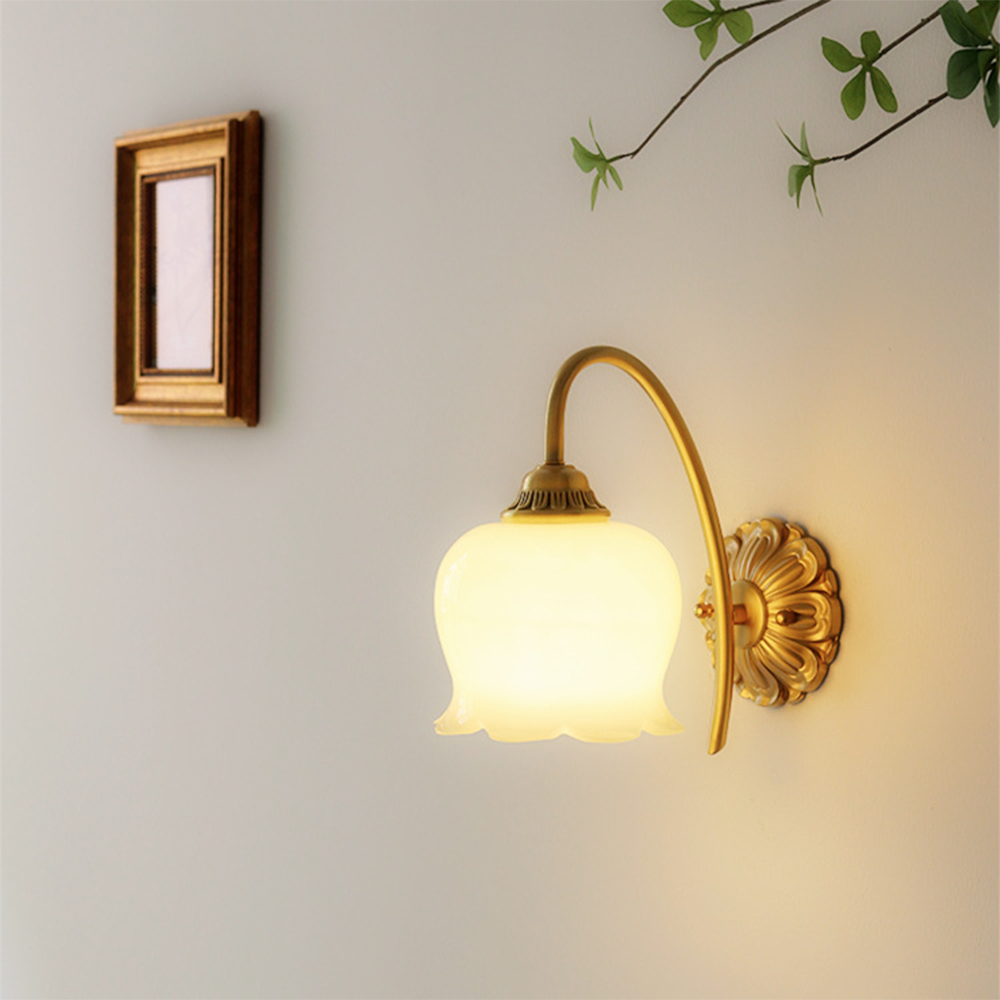 Creamy Copper Glass Wall Sconce - Cueteks