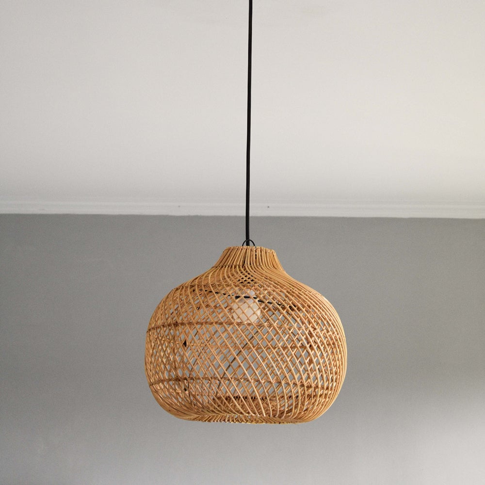 Handmade Wicker Basket Rattan Pendant Light - Cueteks