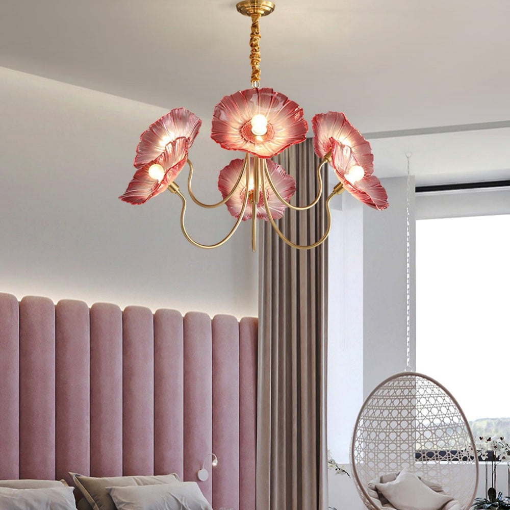 Modern Lotus Leaf Glass Living Room Chandelier - Cueteks