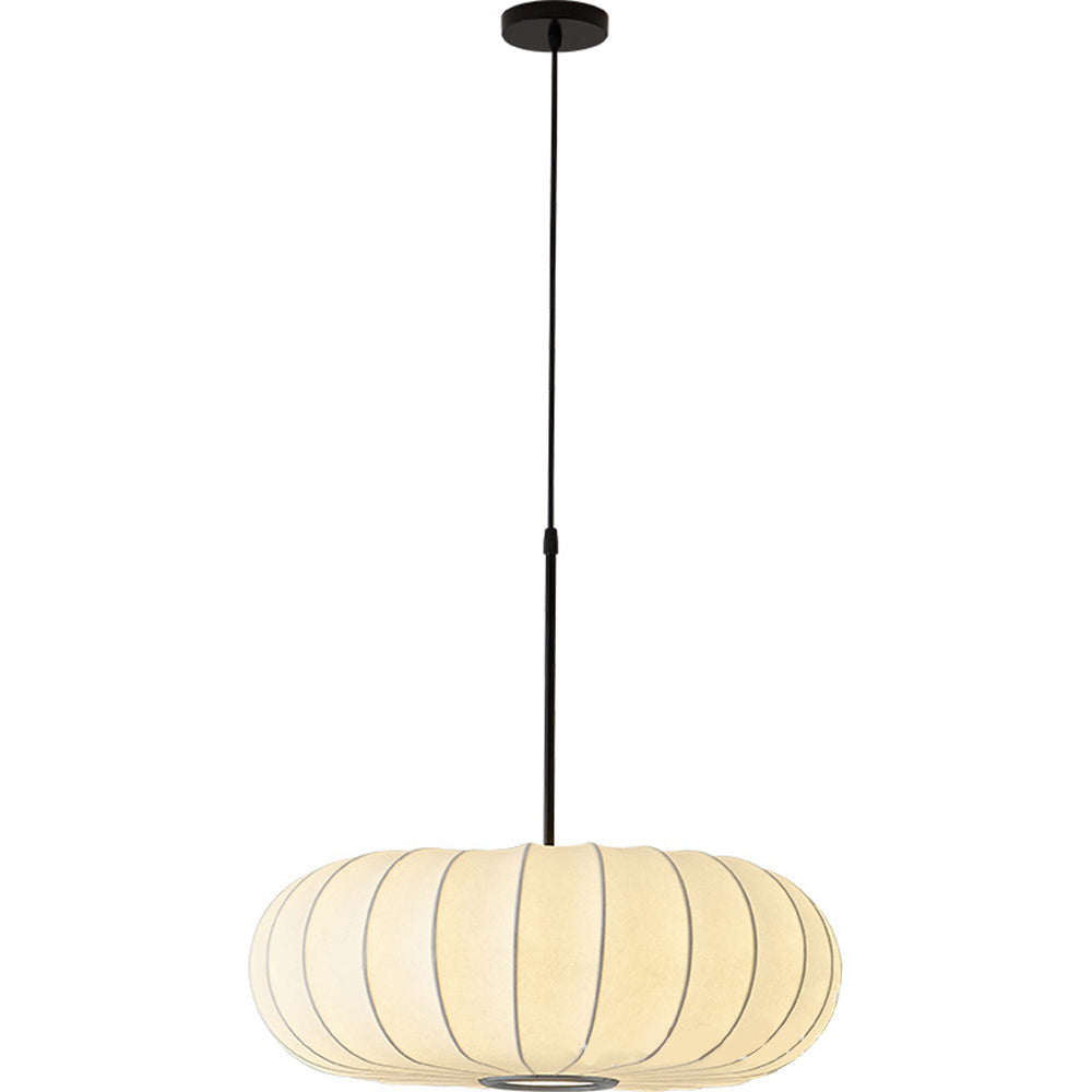 White Fabric Hanging Light Pumpkin Shape Pendant Light - Cueteks