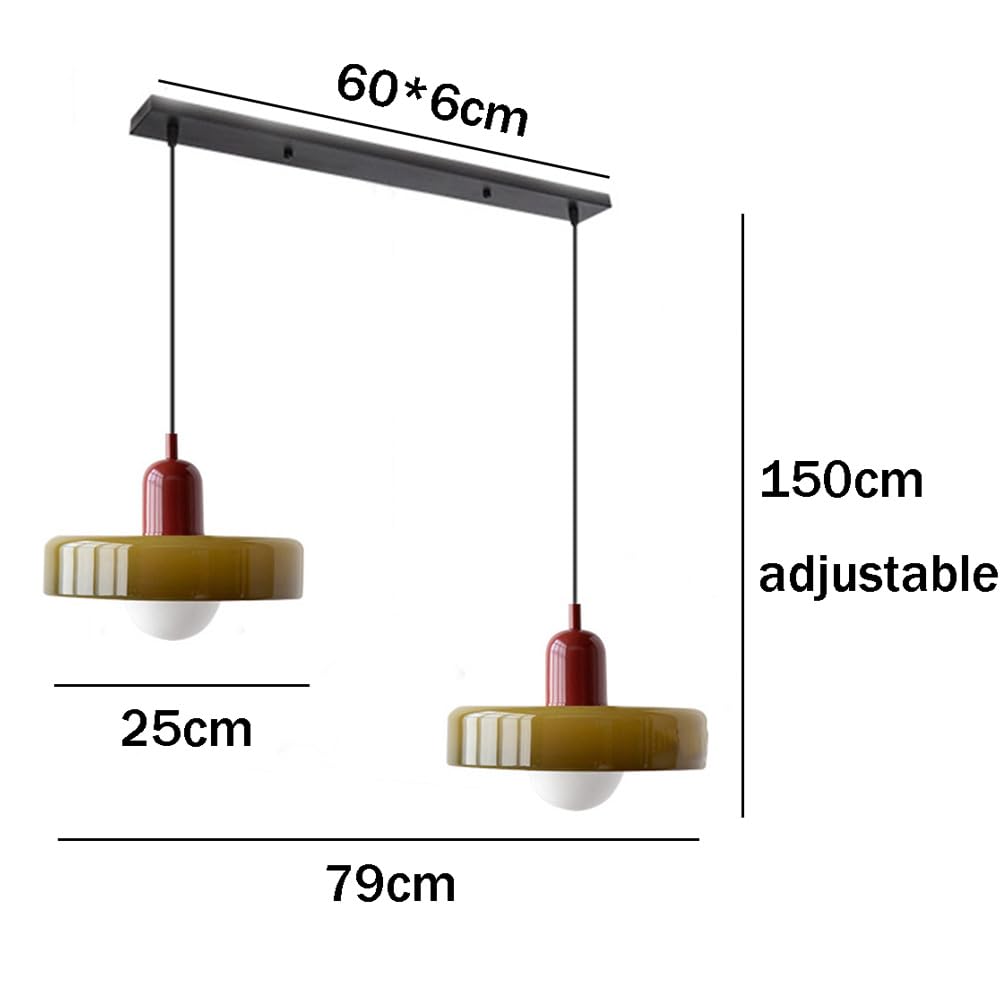 2 Heads Modern Bauhaus Glass Pendant Light - Cueteks