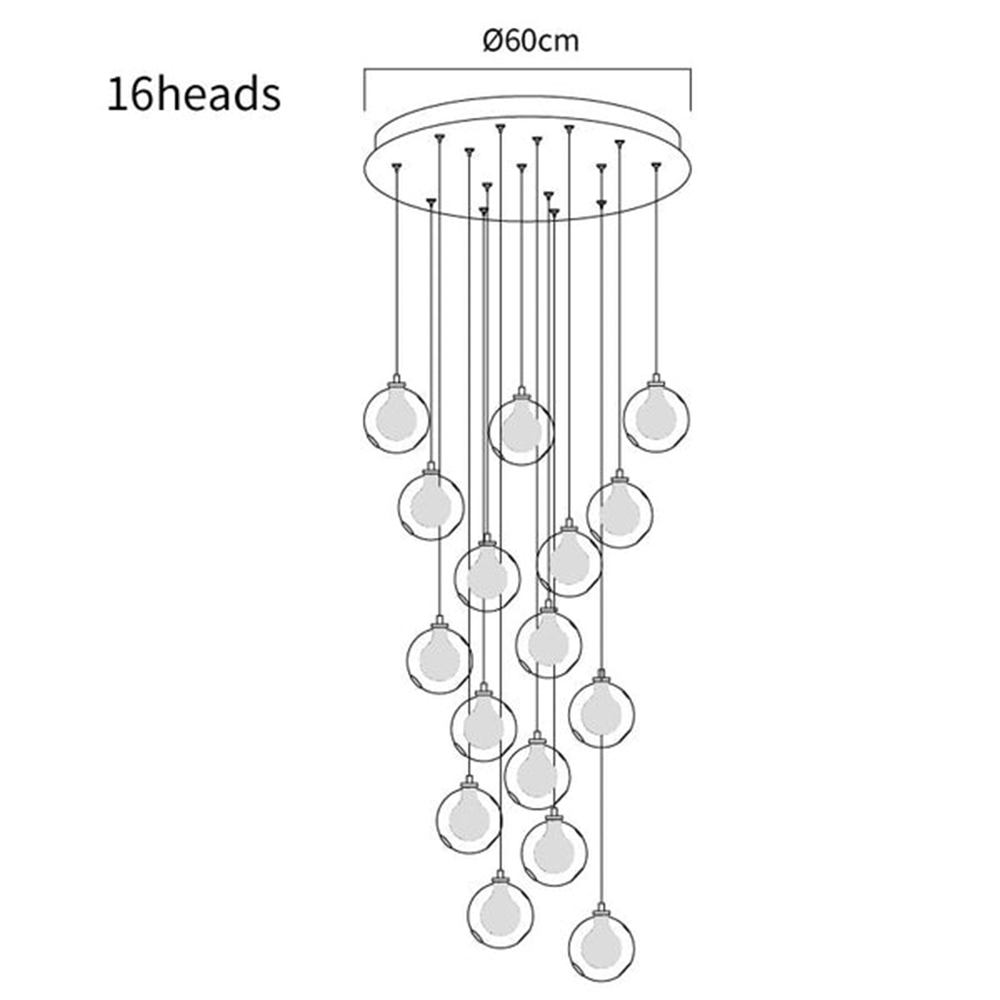 Multi-heads Glass Globe Cluster Stairway Light Pendant Light - Cueteks