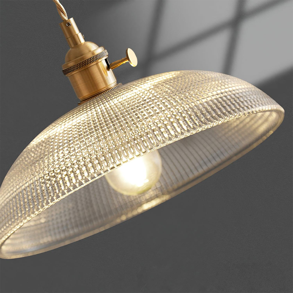 Vintage INS Glass Ribbed Pendant Light - Cueteks