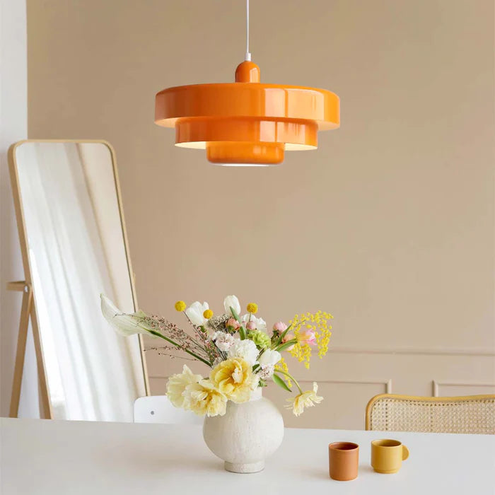 Mid-century Single Head Medieval Iron Round Pendant Light - Cueteks
