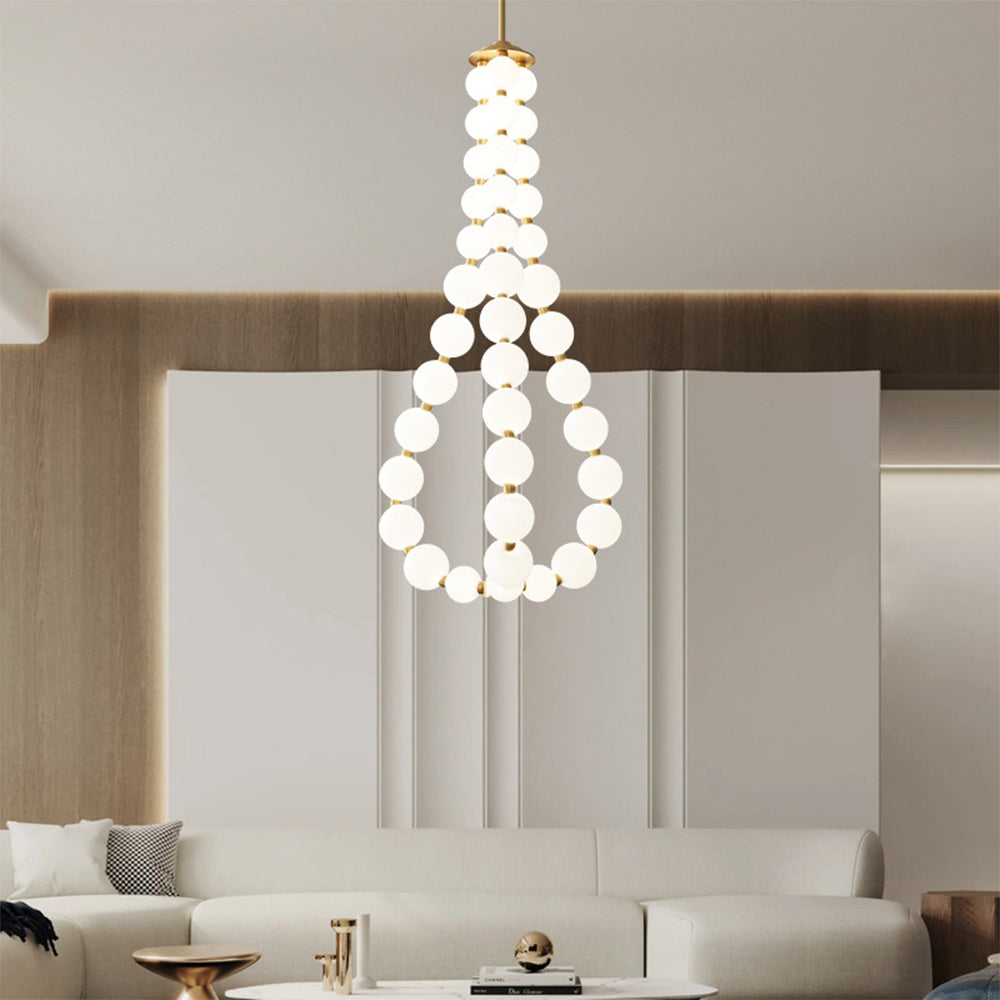 Art Deco White Bubble LED Chandelier For Staircase - Cueteks
