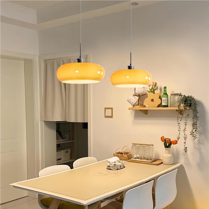 Nordic Retro Bauhaus Round Glass Pendant Light - Cueteks