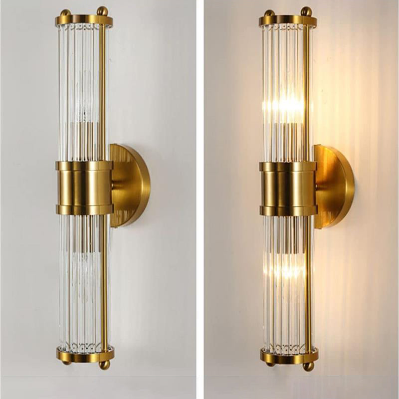 Modern Brass Gold Crystal Wall Sconce - Cueteks