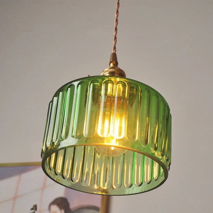 Vintage Stunning Cylinder Glass Pendant Light - Cueteks